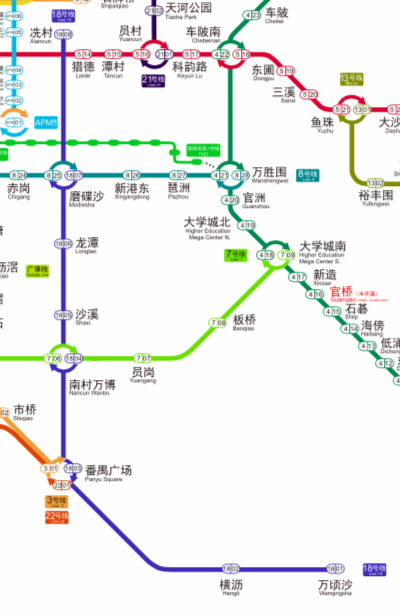 广州最新地铁图2017，城市脉络全新展示